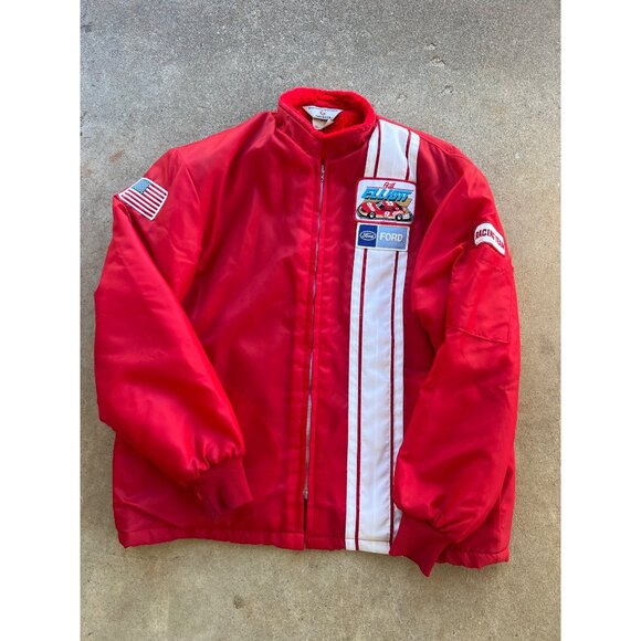 Vintage Great Lakes Sportswear Bill Elliott Pit Crew Racing Jacket Red/White Str - Picture 1 of 7